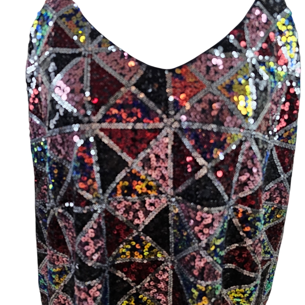 Peach 70s Disco Sequined Camisole Tank Top In 1X NWT - Picture 2 of 8